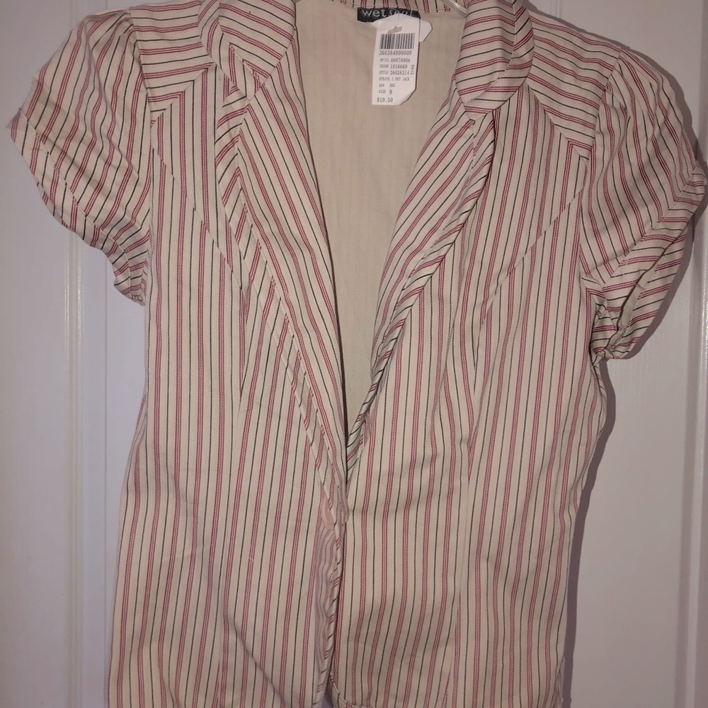 Wet Seal Short Sleeve Blazer, Vintage Pin Stripe